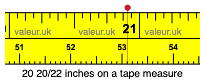 20 20/22 inches on a tape measure 20 20/22 inches on a tape measure