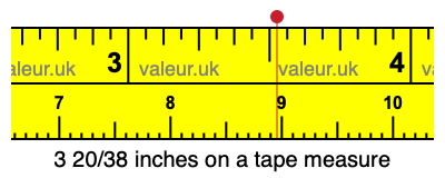 3 20/38 inches on a tape measure