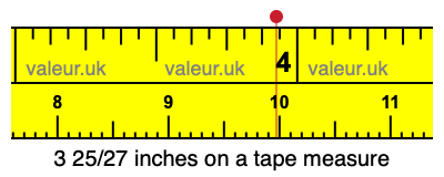 3 25/27 inches on a tape measure