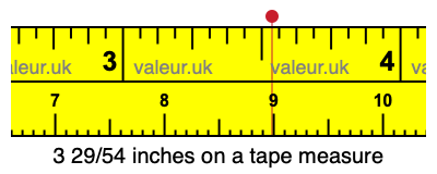 3 29/54 inches on a tape measure 3 29/54 inches on a tape measure