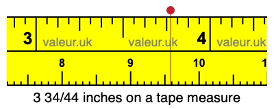 3 34/44 inches on a tape measure
