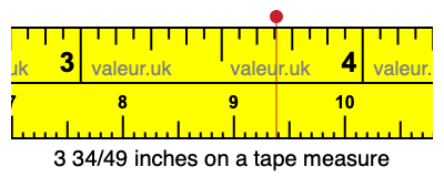 3 34/49 inches on a tape measure