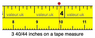 3 40/44 inches on a tape measure