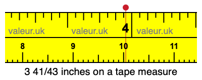 3 41/43 inches on a tape measure
