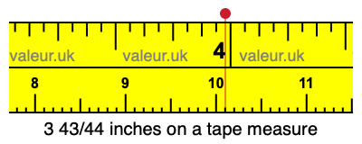 3 43/44 inches on a tape measure