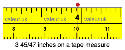 3 45/47 inches on a tape measure