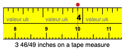 3 46/49 inches on a tape measure
