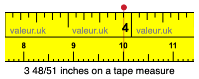3 48/51 inches on a tape measure