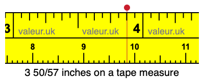 3 50/57 inches on a tape measure