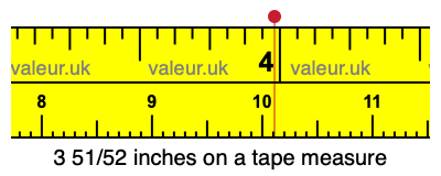 3 51/52 inches on a tape measure
