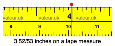 3 52/53 inches on a tape measure