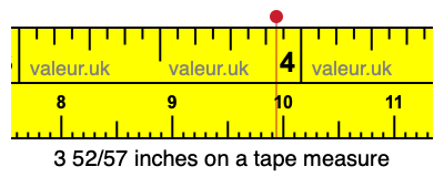 3 52/57 inches on a tape measure