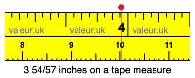 3 54/57 inches on a tape measure