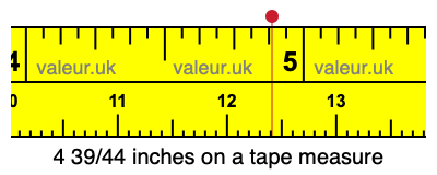 4 39/44 inches on a tape measure