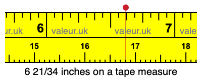 6 21/34 inches on a tape measure