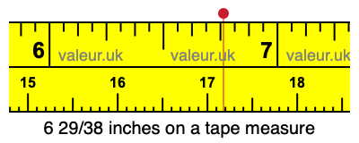 6 29/38 inches on a tape measure