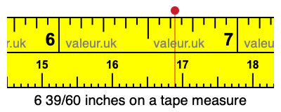 6 39/60 inches on a tape measure