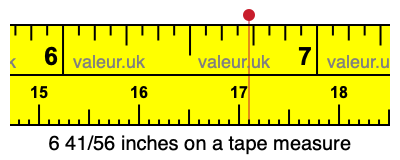 6 41/56 inches on a tape measure 6 41/56 inches on a tape measure