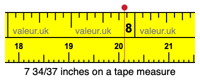 7 34/37 inches on a tape measure