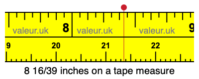 8 16/39 inches on a tape measure