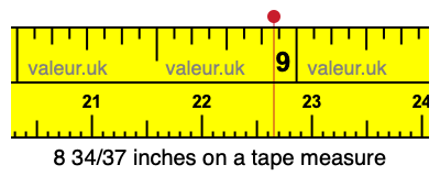 8 34/37 inches on a tape measure