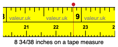 8 34/38 inches on a tape measure