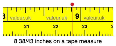 8 38/43 inches on a tape measure