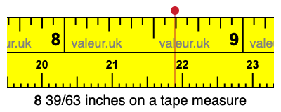 8 39/63 inches on a tape measure