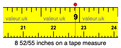 8 52/55 inches on a tape measure
