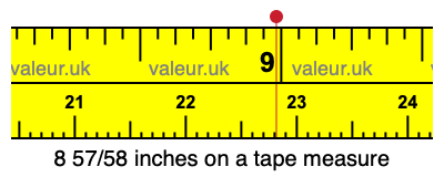 8 57/58 inches on a tape measure