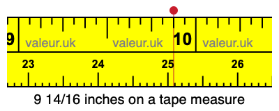 9 14/16 inches on a tape measure