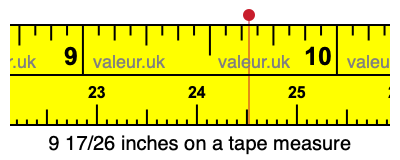 9 17/26 inches on a tape measure 9 17/26 inches on a tape measure