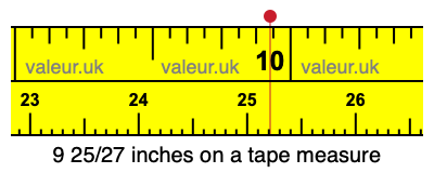 9 25/27 inches on a tape measure
