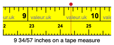 9 34/57 inches on a tape measure