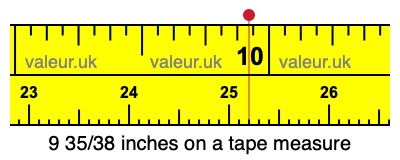 9 35/38 inches on a tape measure