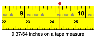 9 37/64 inches on a tape measure