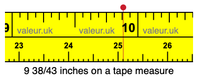 9 38/43 inches on a tape measure