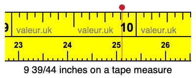 9 39/44 inches on a tape measure