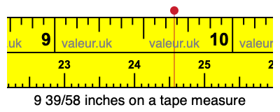 9 39/58 inches on a tape measure