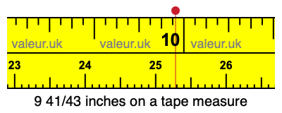 9 41/43 inches on a tape measure
