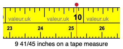 9 41/45 inches on a tape measure