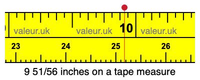 9 51/56 inches on a tape measure