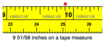 9 51/58 inches on a tape measure