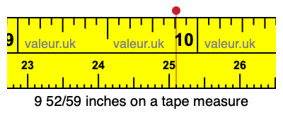 9 52/59 inches on a tape measure