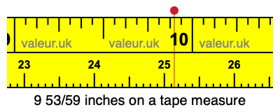 9 53/59 inches on a tape measure