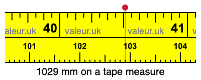 1029 millimeters on a tape measure