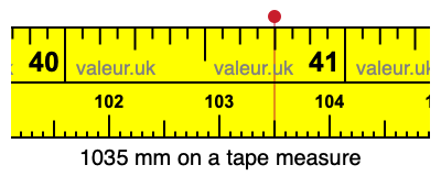 1035 mm on a tape measure 1035 millimeters on a tape measure