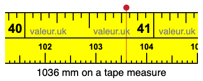 1036 mm on a tape measure 1036 millimeters on a tape measure