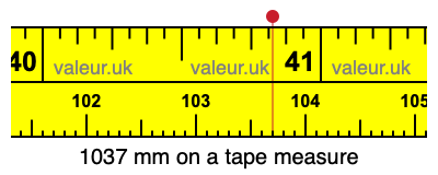 1037 mm on a tape measure 1037 millimeters on a tape measure