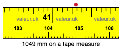 1049 mm on a tape measure 1049 millimeters on a tape measure